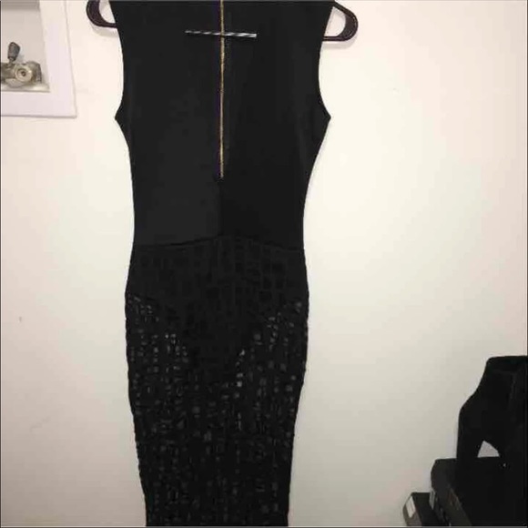 FashionNova: Deep V Neck Mesh Dress - Picture 3 of 3